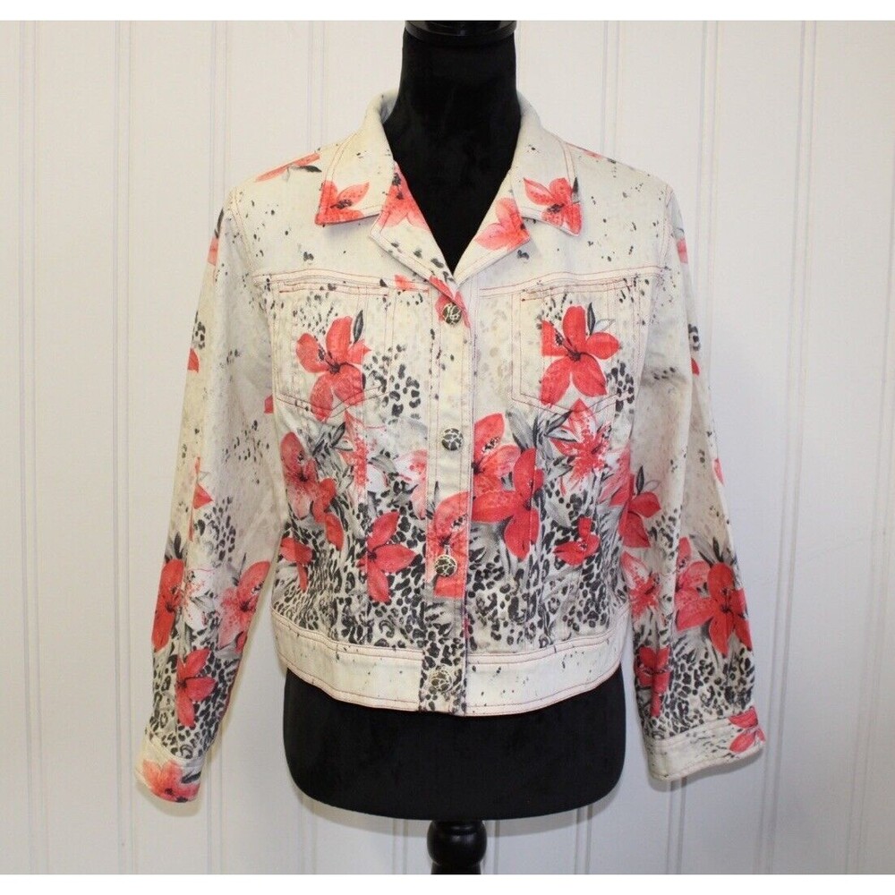 Vintage Nancy Bolen City Girl Jacket Floral Animal Print Size‎ 14 Medium